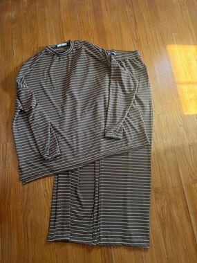 Shop Talulah Long Sleeve Brown Stripe Set - Soft Cotton Blend